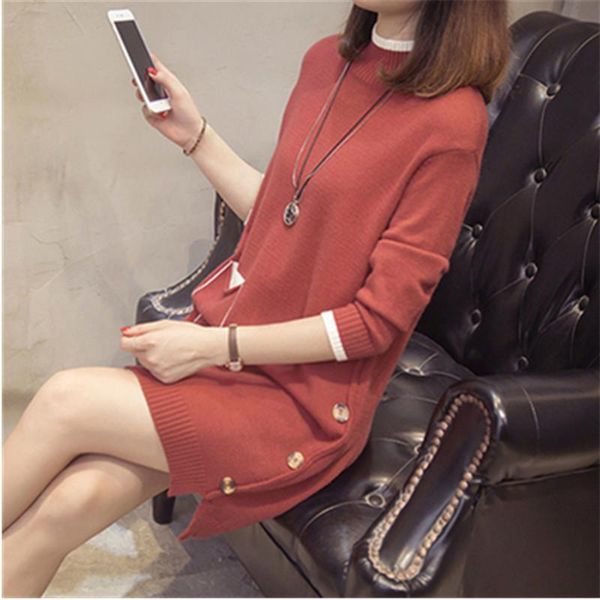 

women's sweaters fashion 2021 women autumn winter long sweater pullovers dress casual warm knitted clothes thick female, White;black