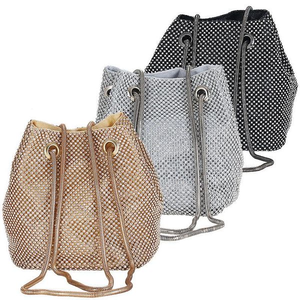 

school bags 2021 dinner bag women's banquet dress cheongsam hand one shoulder messenger inlaid with diamond bucket