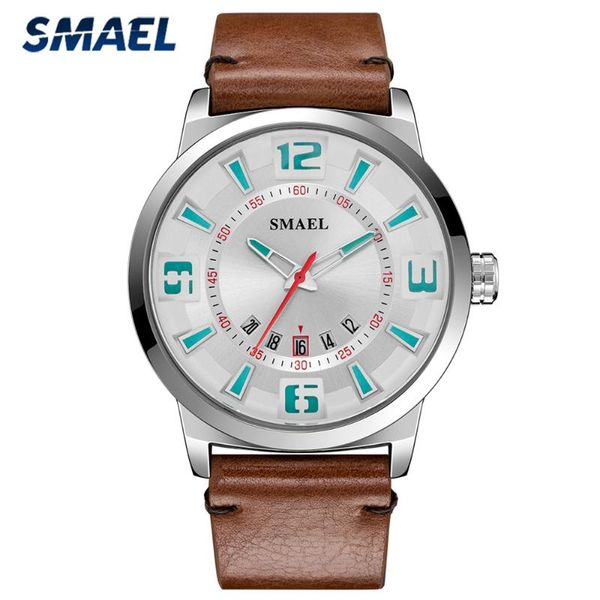 

fashion men's watch military quartz watches leather strap waterproof sport wrist male clock wristwatches, Slivery;brown
