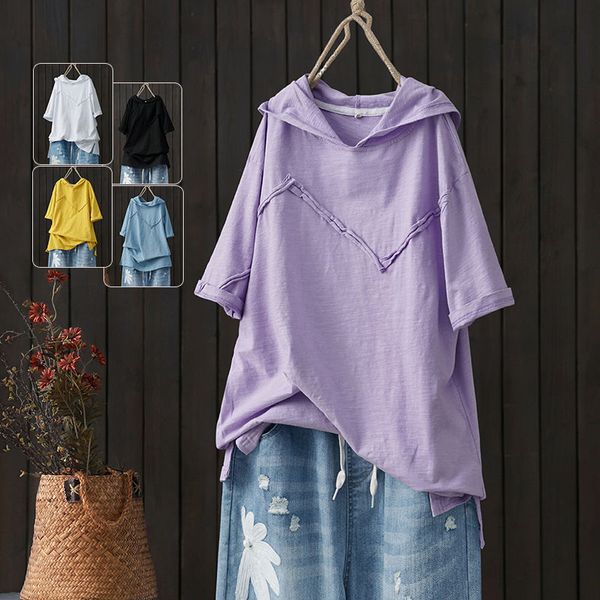 

dress summer korea women's fashions in short white sleeves with a hood, casual cotton femme shirt loose s776, Black;gray