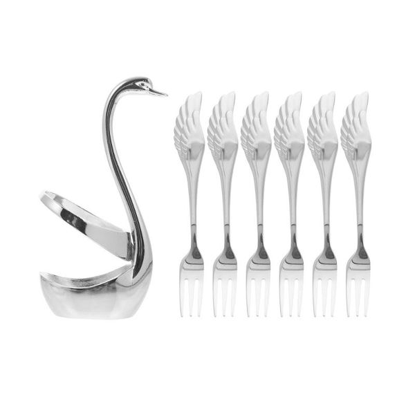 

forks 1 set creative exquisite cutlery stainless steel swan holder with 6