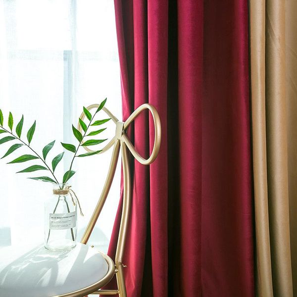 

simple solid color curtains for living dining room bedroom stitching dutch velvet suitable nordic style curtain & drapes