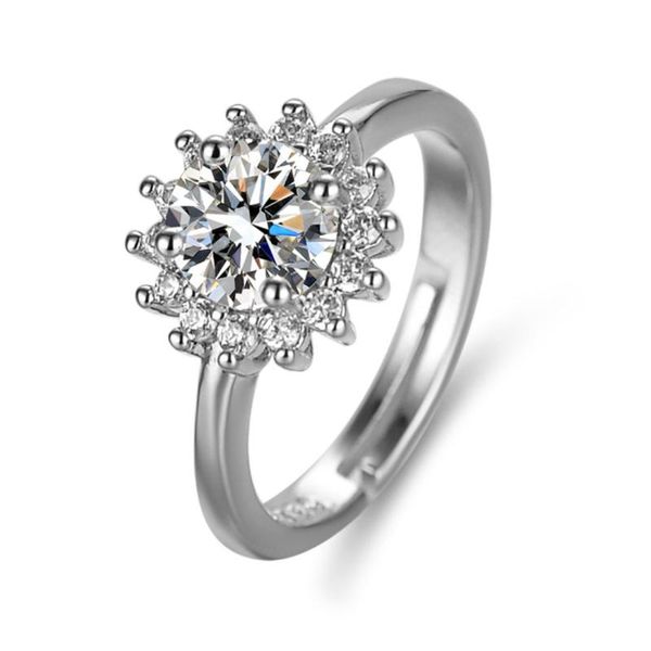 

wedding rings simulation moissanite women's opening sunflower 1 karat diamond ring jewlery for women luxury jewelry, Slivery;golden