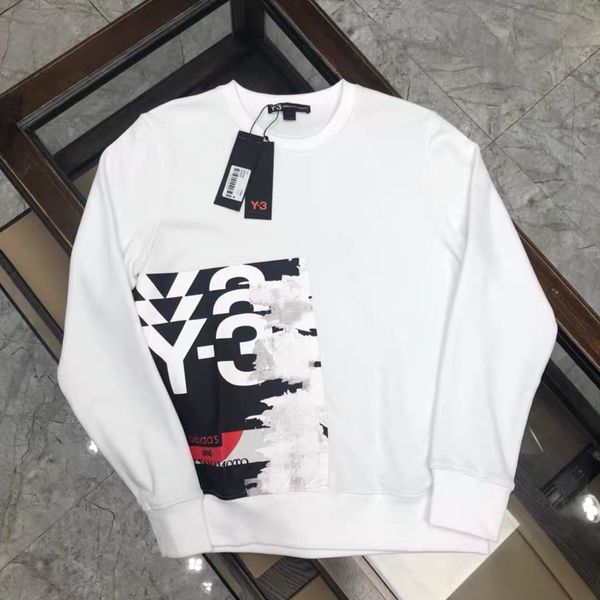 

men's round neck sweater y-3 autumn and winter cotton y3 printing loose large size pullover leisure, Black