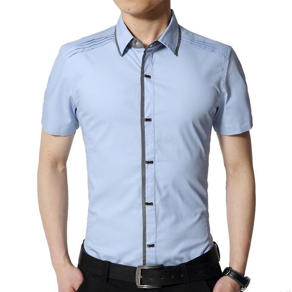 

men's casual shirts 2021 plus size short sleeve slim fit men shirt 100% pure cotton summer social dress mens fashions, White;black