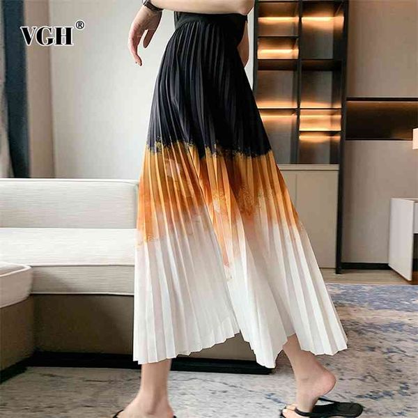

pleated hit color skirt for women high waist patchwork casual korean skirts female fashion clothing 210521, Black