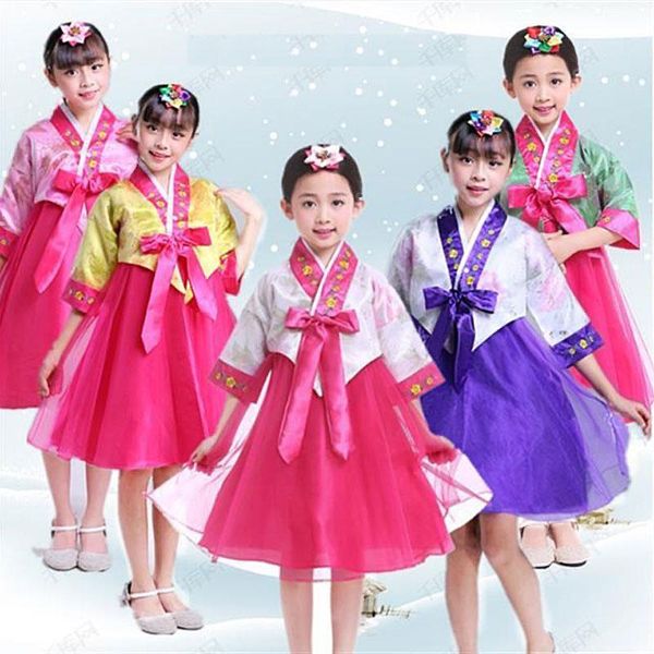 

ethnic clothing kids girls korean hanbok performance costumes stage, Red