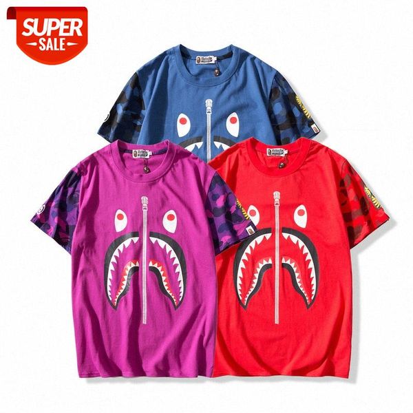 

summer japanese tide brand fake zipper teeth printing sleeves camouflage cotton men and women youth short #yo1j, White;black