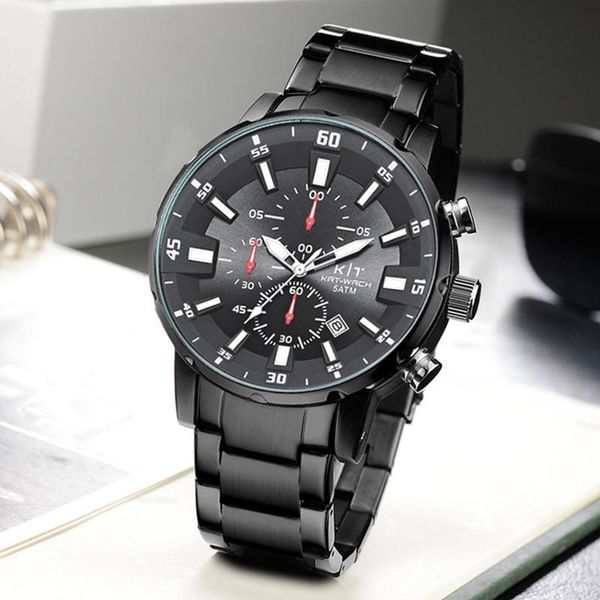 

wristwatches kat-wach chronograph men sport watch for male clock golden 50m waterproof wrist relogio masculino 2021 stainless steel, Slivery;brown