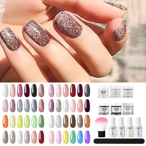 

nail gel 6 colors dip powder starter kit dipping nails set brush 40ml #40, Red;pink