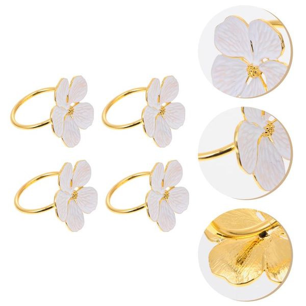 

napkin rings 4pcs alloy flower buckles party props (assorted color)