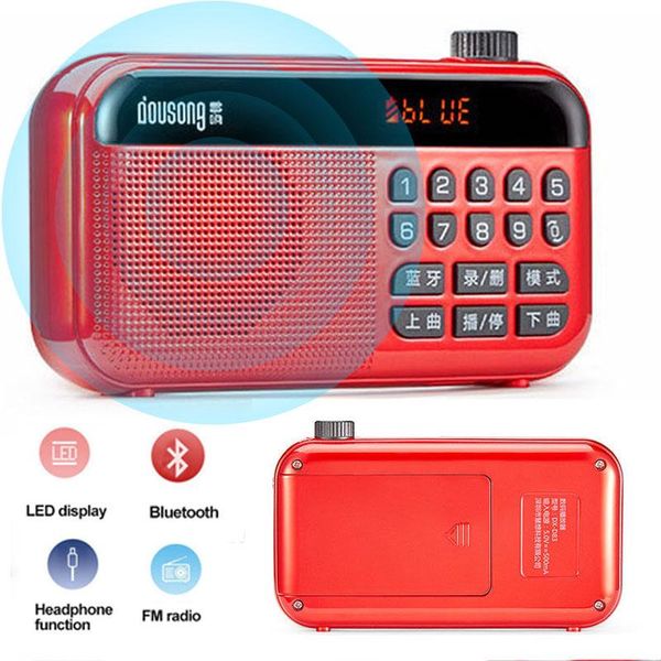 

radio portable digital fm bluetooth 5.0 speaker stereo music player support recording u disk tf card headphone with led display