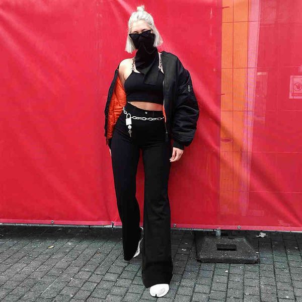 

darlingaga fashion straight pure trousers women high waist streetwear loose women's pants baggy ladies elegant bottom 200930, Black;white