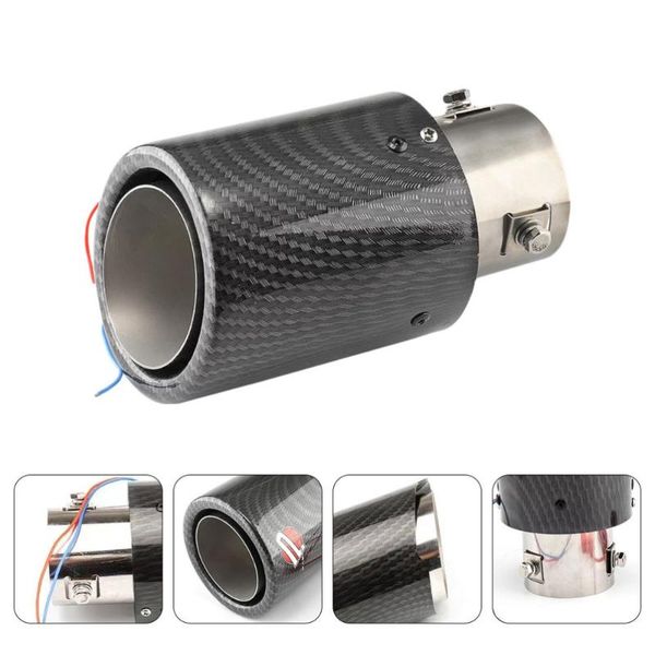 

manifold & parts 1pc car modified exhaust tail pipe universal led glow carbon fiber