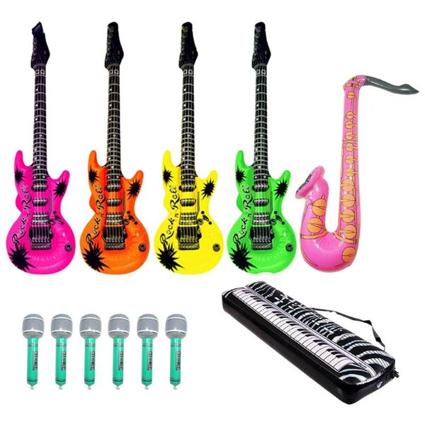 

party favor 12pcs aluminum foil balloons musical instruments microphone inflatable set props (random color)