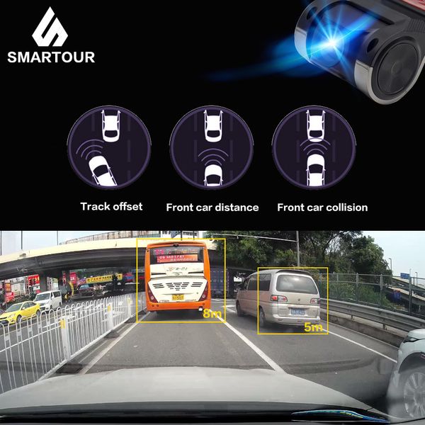 Carro DVR Smartour DVR DVR USB Veículo 1280 * 720P DVRs para Android Sy System Mini Carro Driving Recorder Câmera com ADAs