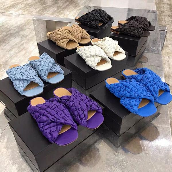 

summer ladies slippers outdoor fashion woven sandals flat casual beach large size elegant women's shoes, Black