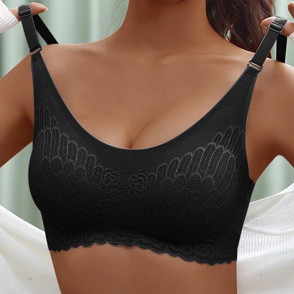 

bras 2021 for women est 5d wireless contour bra lace breathable underwear seamless running, Red;black