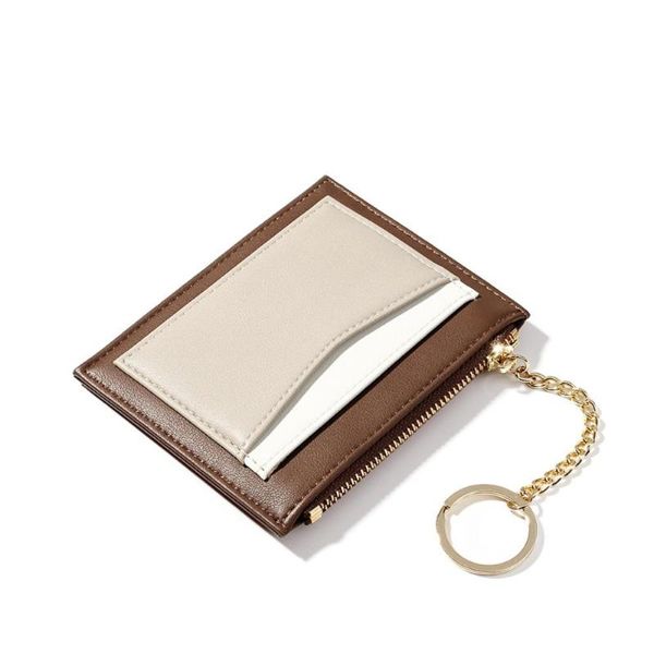 

card holders holder pu leather slim id cards organizer coin pouch case bag wallet women thin business, Brown;gray