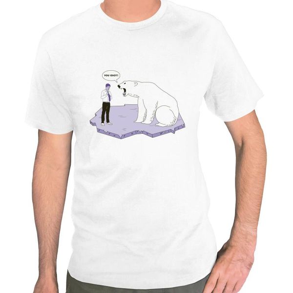

men's print t shirts with pattern of polar bear global warming environmental white, White;black