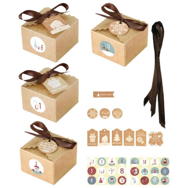 

gift wrap 1 set christmas kraft paper box xmas day candies boxes retro diy