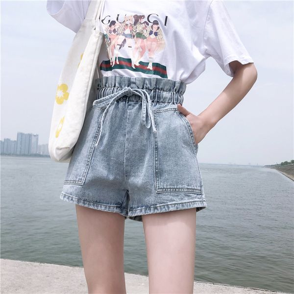 

women's shorts design sense jeans summer 2020 high waist new net red loose and thin wide leg pants, White;black