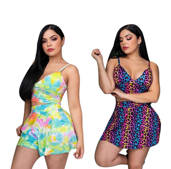 

k7006 european and american women's dress summer fashion print sleeveless suspender vest short skirt two-piece suit, White