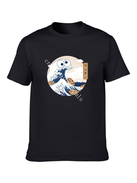 

men's t-shirts the waves jump, color cartoon, 100% cotton t-shirt, casual fashion, campus hip-hop, harajuku, super large, White;black