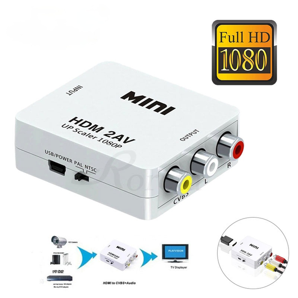 

hdmi-compatible to av scaler adapter hd video composite converter box hd to rca av/cvsb l/r video 1080p support ntsc pal