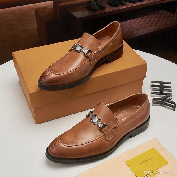

2021 luxury men's business oxford leather shoess man dress shoe lace up driving shoes designer elegant classic men flats loafers size 3, Black