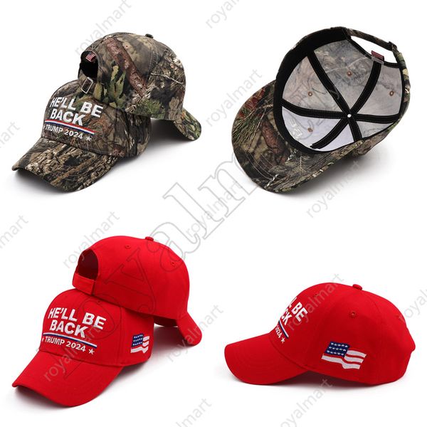 Factory Outlet Trump HELL BE BACK 2024 Hüte bestickte Baumwoll-Baseballkappe DHL-freie Lieferung