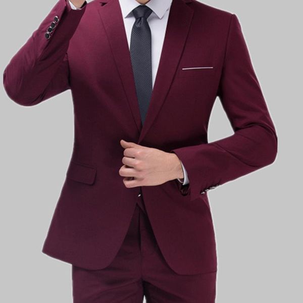 

men's suits & blazers 2021 custom fashion gentlemen claret men suit slim fit groomsmen tuxedo for wedding dress dinner party clothing (, White;black