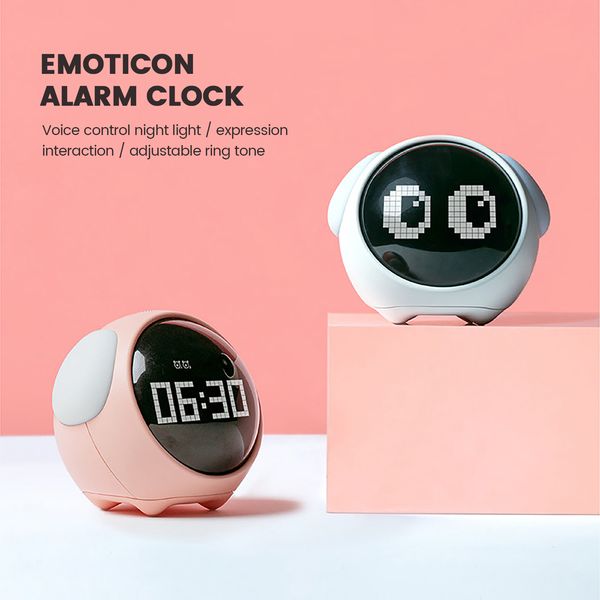 

cute expression aarm cock mutifunctiona bedside voice contro night ight snooze chargeabe chid aarm cock chidren gift