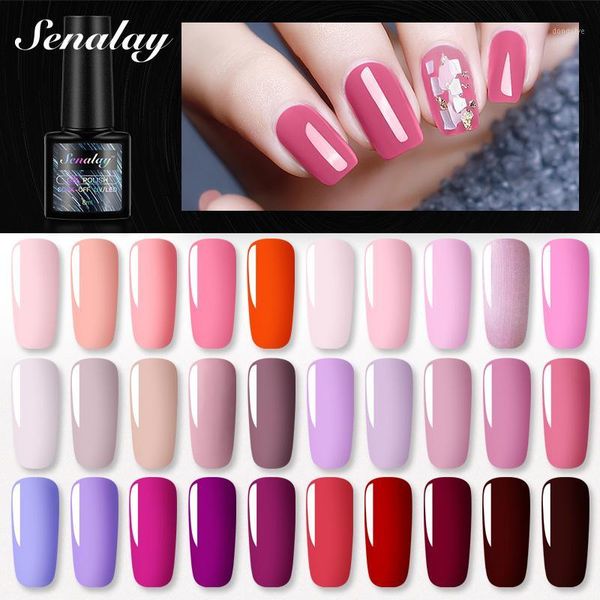 

senalay 8ml uv gel nail polish permanent lamp varnishes for art manicure set lacquer need base coat1, Red;pink