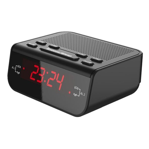 

desk & table clocks digital alarm clock fm radio home decorative dual snooze sleep function electronic led