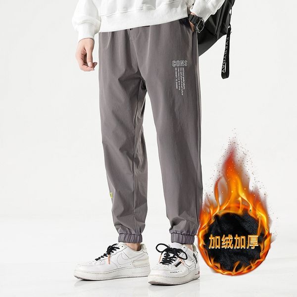 

sports pants men's autumn and winter loose leggings, casual leggings plush korean fashion br guard, White;black
