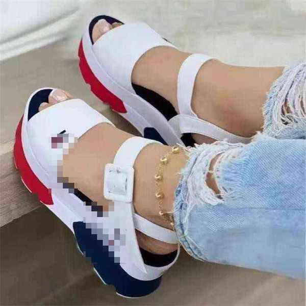 

women's shoes women wear thick soled flat button fish mouth beach sandals, Black