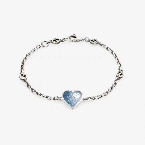 

925 silver interlocking double enamel light blue bracelet black friday deals, Golden;silver