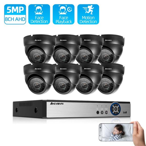 

ultra hd ahd h.265 8ch 1080p 5mp dvr kit 5.0mp security cameras system 8*5.0mp day night vision cctv home with 2tb hdd wireless camera kits