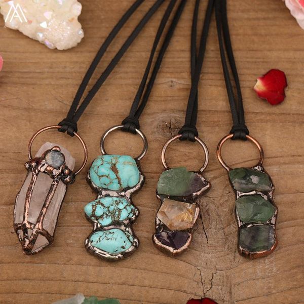 

chains healing reiki natural stones antique pendant leather necklace for women spiritual meditation jewelry gift dropship, Silver