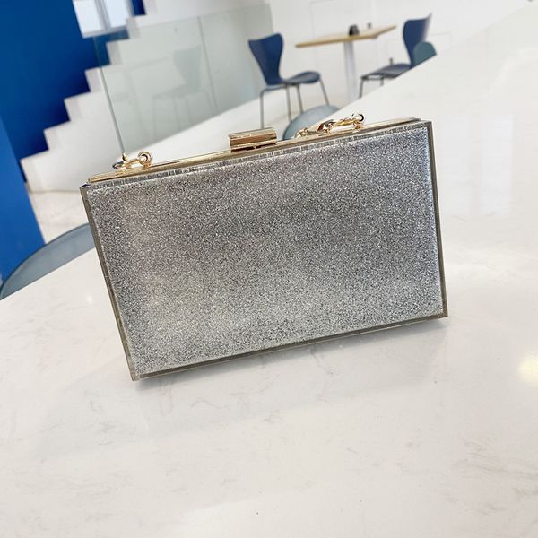 

dinner bags square lady handbag horizontal square solid sequin pmma acrylic hand bag small dinner bag transparent box2021