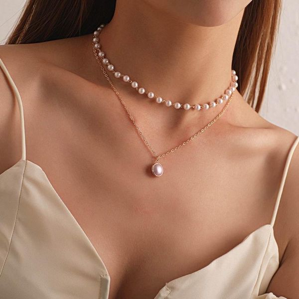 

chains women choker pearl necklace clavicle chain short & pendant gold girl wedding neck fashion jewelry sweet, Silver