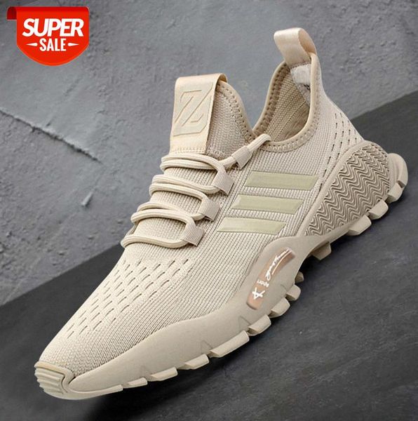 

men's hiking sneakers flat heel breathable mesh flying knit casual shoes #e77p