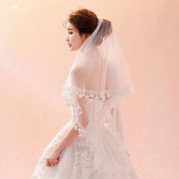 

bridal veils lzp351 real accessories wedding veil 1.5 meters plum blossom ear design lace ivory blusher, Black