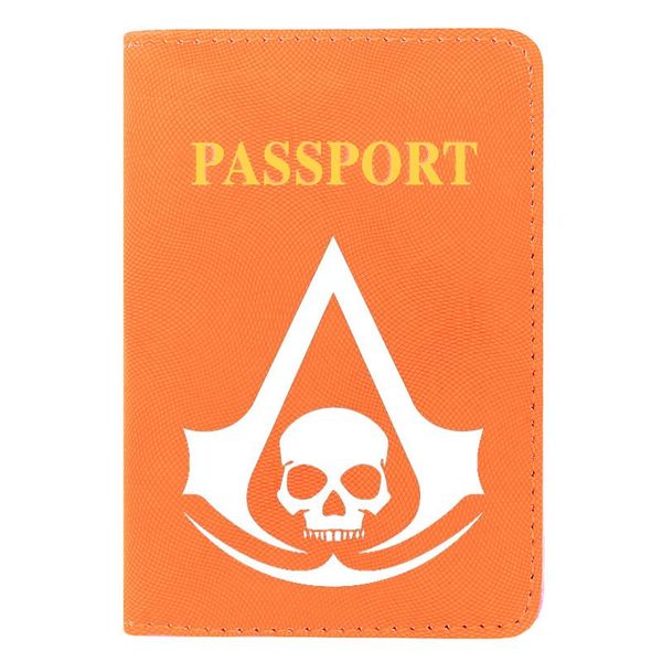 

card holders classic assassin printing women men fashion passport cover leather travel id holder purse gift, Brown;gray