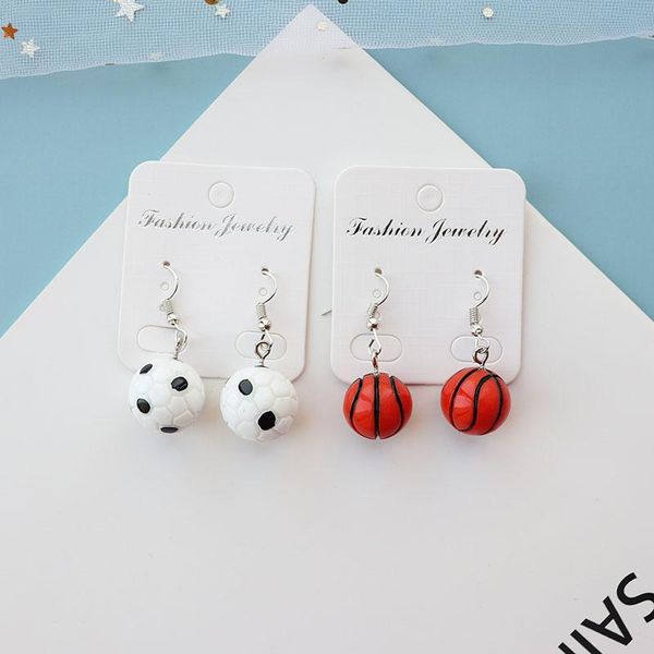 

mini basketball football drop earrings for women fashion accessories girls unique personality dangle jewelry gift & chandelier, Silver