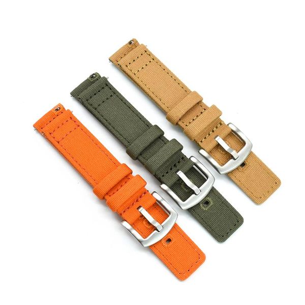 

watch bands canvas nylon premium quality material quick release straps 20mm 22mm, Black;brown