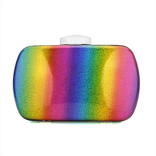 

fashion rainbow box evening women bags designer elegant party wedding clutch purse female handbag jelly chain shoulder