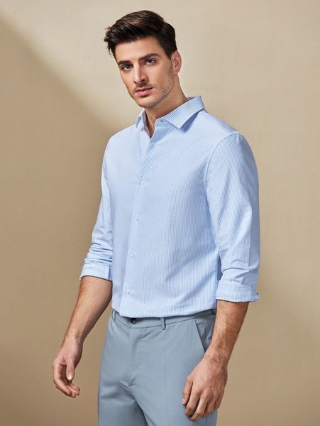 

men collared striped shirt a67l#, White;black