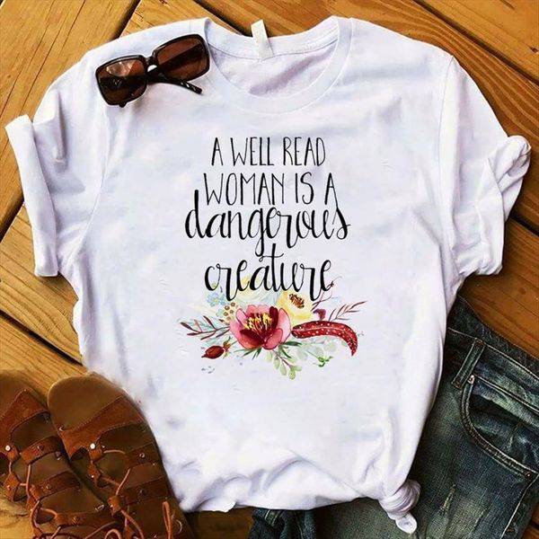 

flower printed short sleeve loose women t shirt tee clothes graphic, White